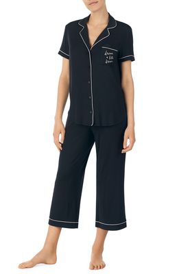kate spade new york capri short sleeve pajamas in Black