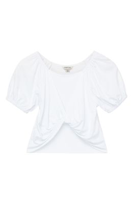 Habitual Kids' Twist Front Puff Sleeve Top in White