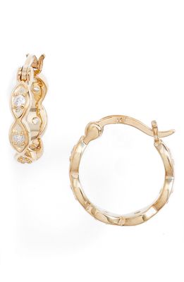 Knotty Crystal Braided Mini Hoop Earrings in Gold