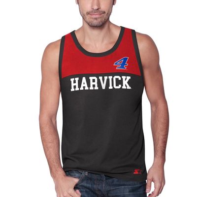 Men's Starter Black/Red Kevin Harvick Finish Line Tank Top