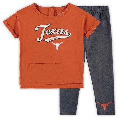 GENUINE STUFF Girls Preschool Texas Orange Texas Longhorns Stadium T-Shirt & Leggings Set in Burnt Orange