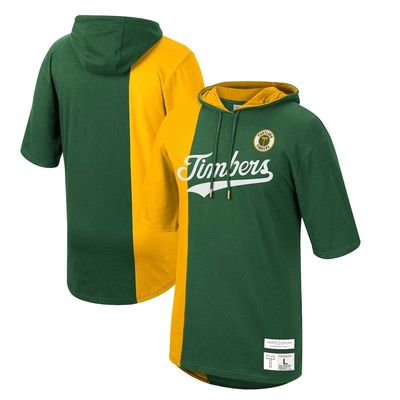 Men's Mitchell & Ness Green Portland Timbers Since '96 Split Color Short Sleeve Hoodie