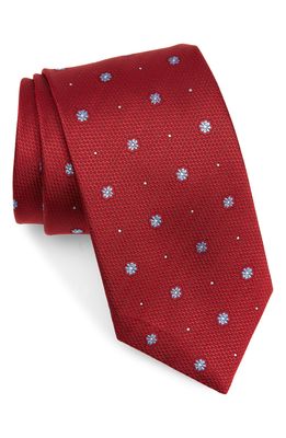 David Donahue Floral Medallion Silk Tie in Red