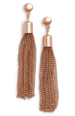 Karine Sultan Tassel Drop Earrings in Rose Gold