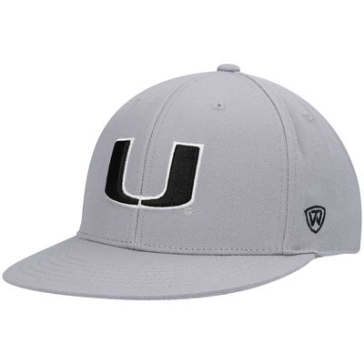 Men's Top of the World Gray Miami Hurricanes Fitted Hat