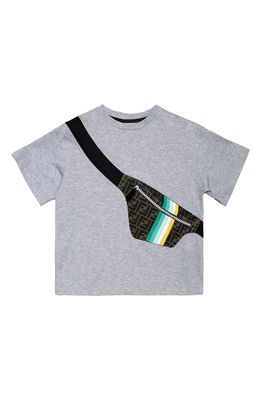 Fendi Kids' Belt Bag Graphic Tee in Grey