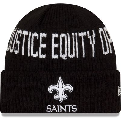 Youth New Era Black New Orleans Saints Social Justice Cuffed Knit Hat