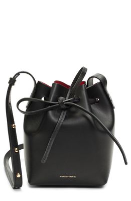 Mansur Gavriel Mini Mini Leather Bucket Bag in Black/Flamma