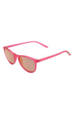 Polaroid 48mm Polarized Mirrored Round Sunglasses in Bright Pink/Grey Pink Mirror