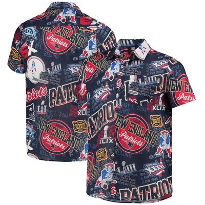 Men's FOCO Navy New England Patriots Thematic Button-Up Shirt