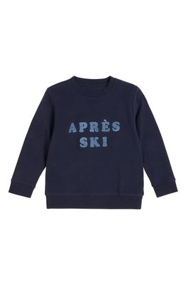 Petit Lem Apres Ski Boucle Long Sleeve Organic Cotton Sweatshirt in Navy