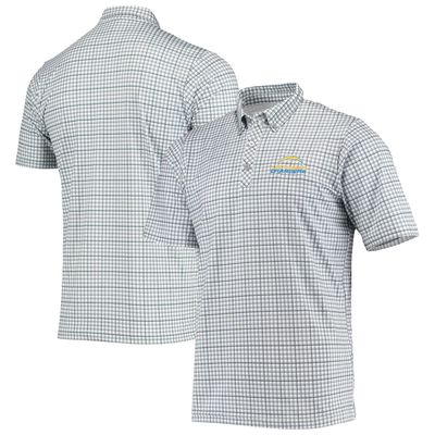 Men's Antigua Gray/Black Los Angeles Chargers Deliver Button-Down Polo in White