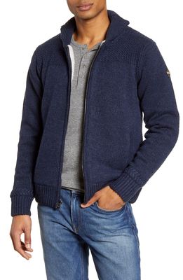 Schott NYC Lined Wool Zip Sweater in Navy