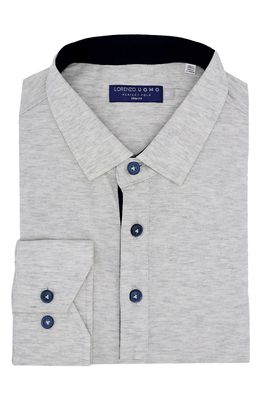 Lorenzo Uomo Men's Trim Fit Long Sleeve Polo Shirt in Light Grey
