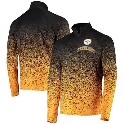 Men's FOCO Black/Gold Pittsburgh Steelers Gradient Raglan Quarter-Zip Jacket