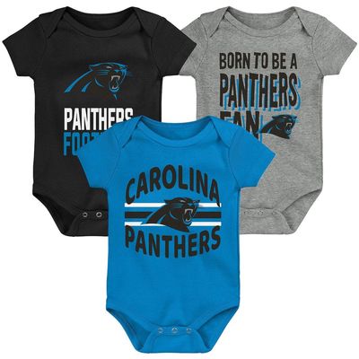 Outerstuff Newborn & Infant Black/Blue/Heathered Gray Carolina Panthers 3rd Down & Goal Three-Piece Bodysuit Set