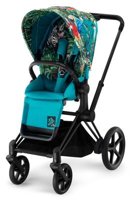 CYBEX by DJ Khaled We the Best e-Priam Matte Black Electronic Stroller with All Terrain Wheels in Turquoise