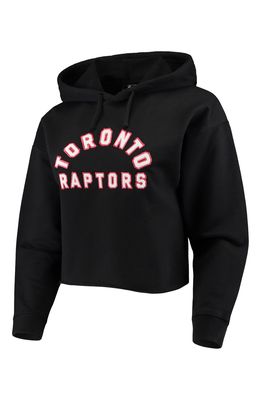 Women's FISLL Black Toronto Raptors Logo Cropped Pullover Hoodie