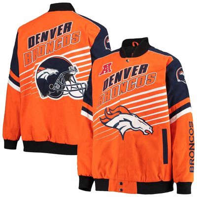 Men's G-III Sports by Carl Banks Orange/Navy Denver Broncos Extreme Strike Cotton Twill Full-Snap Jacket