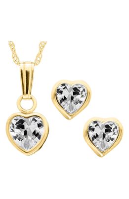 Mignonette 14k Gold Birthstone Necklace & Stud Earrings in April