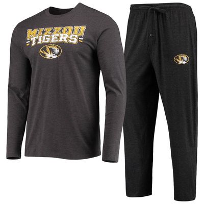 Men's Concepts Sport Black/Heathered Charcoal Missouri Tigers Meter Long Sleeve T-Shirt & Pants Sleep Set