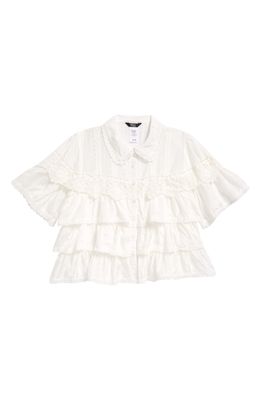 Truce Kids' Lace Trim Tiered Top in Off-White
