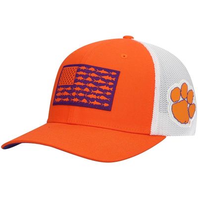Men's Columbia Orange Clemson Tigers PFG Tonal Fish Flag Flex Hat