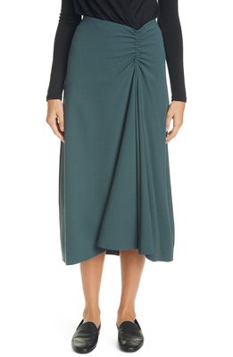 Vince Ruched Asymmetrical Skirt in Sea Leaf