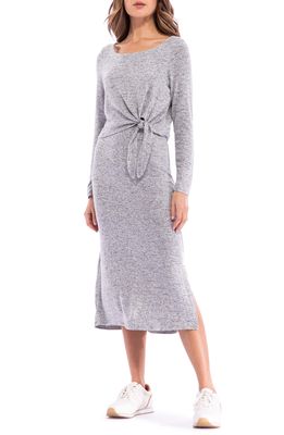 Bobeau Long Sleeve Midi Dress in Heather Grey