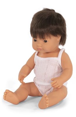 Miniland Caucasian Brunette Boy Baby Doll in Baby Boy