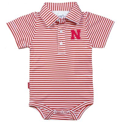 Infant Garb Red/White Nebraska Huskers Carson Striped Short Sleeve Bodysuit