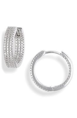 Nordstrom Pave Huggie Hoops in Clear- Silver