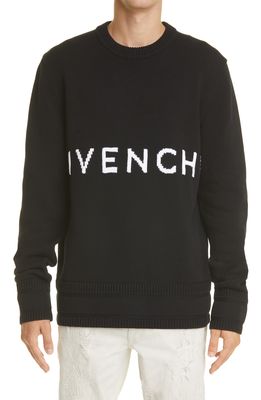 Givenchy Intarsia Logo Cotton Sweater in Black