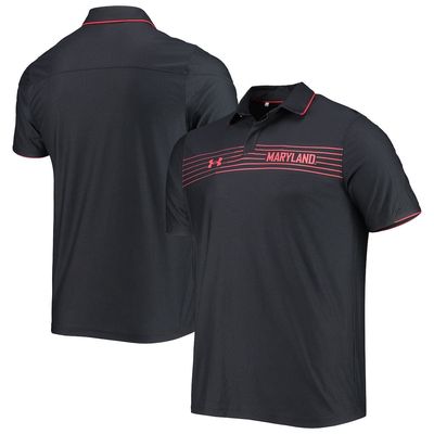 Men's Under Armour Black Maryland Terrapins Sideline Chest Stripe Performance Polo