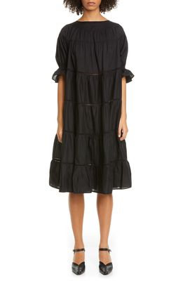Merlette Paradis Open Tier Cotton Dress in Black