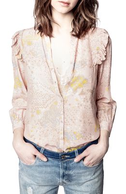 Zadig & Voltaire Tygg Print Glam Long Sleeve Blouse in Crepuscule