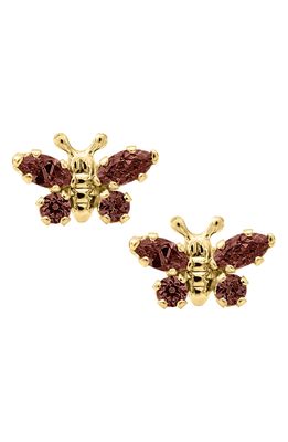 Mignonette Butterfly Birthstone Gold Earrings in January