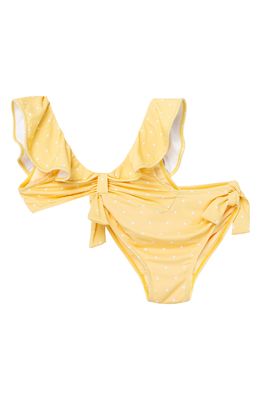 Habitual Kids Kids' Polka Dot Ruffle Two-Piece Swimsuit in Yellow