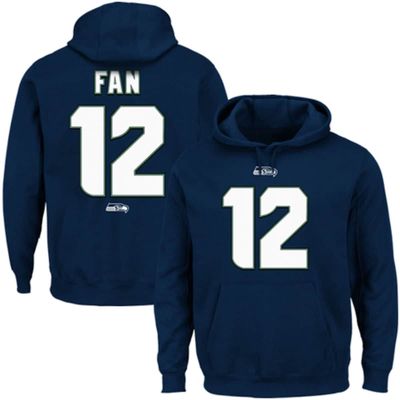 Men's Seattle Seahawks 12s Majestic College Navy Eligible Receiver II Name & Number Hoodie
