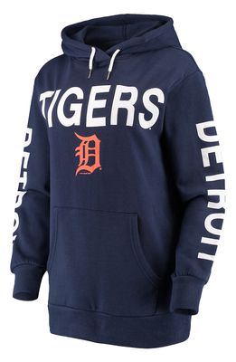 Women's G-III 4Her by Carl Banks Navy Detroit Tigers Extra Inning Colorblock Pullover Hoodie