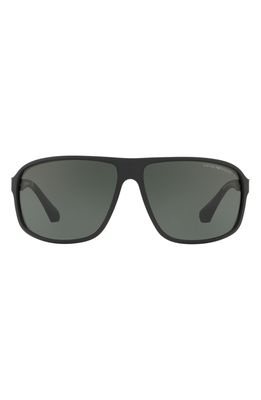 Emporio Armani 64mm Flat Top Sunglasses in Matte Black