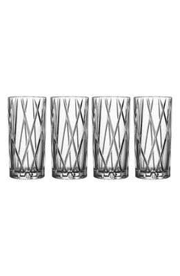 Orrefors City Set of 4 Crystal Highball Glasses in Clear