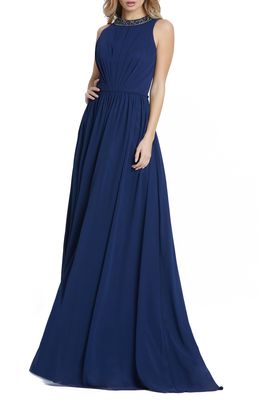 Ieena for Mac Duggal leena for Mac Duggal Embellished High Neck Pleated Gown in Midnight