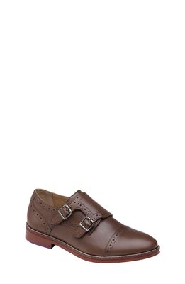 Johnston & Murphy Kids' Conard Double Monk Strap Shoe in Mahogany Full Grain