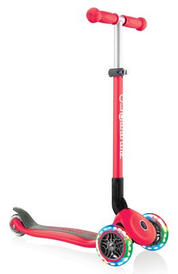 Globber Primo Light-Up Wheels Foldable Scooter in Red