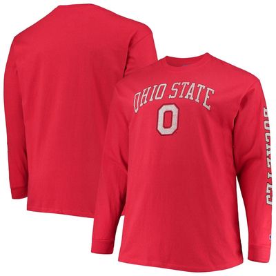 Men's Champion Scarlet Ohio State Buckeyes Big & Tall 2-Hit Long Sleeve T-Shirt