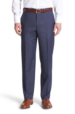 Canali Flat Front Classic Fit Wool Dress Pants in Blue