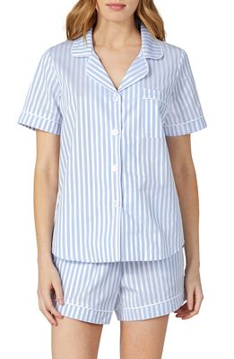 BedHead Pajamas 3D Stripe Organic Cotton Sateen Short Pajamas in Blue