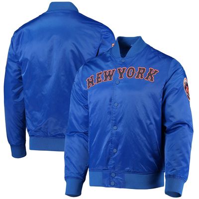 Men's Pro Standard Royal New York Mets Wordmark Satin Full-Snap Jacket