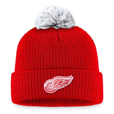 Men's Fanatics Branded Red Detroit Red Wings Team Cuffed Knit Hat with Pom